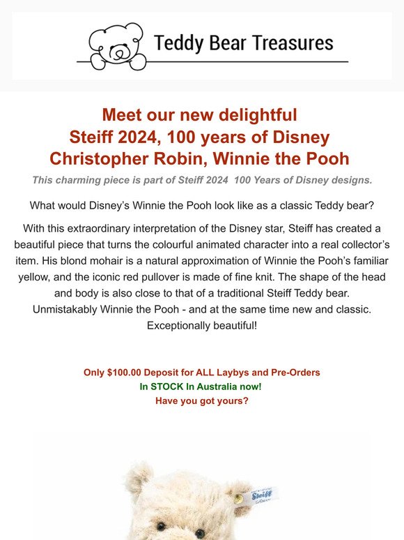 Just Arrived Steiff 2024, 100 Years of Disney Latest Collaboration!