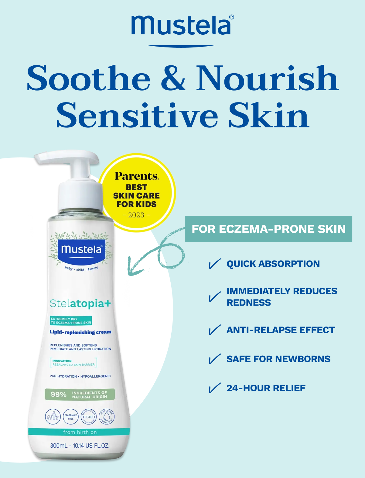 Mustela Stelatopia+ Lipid-Replenishing Cream for all-day hydration