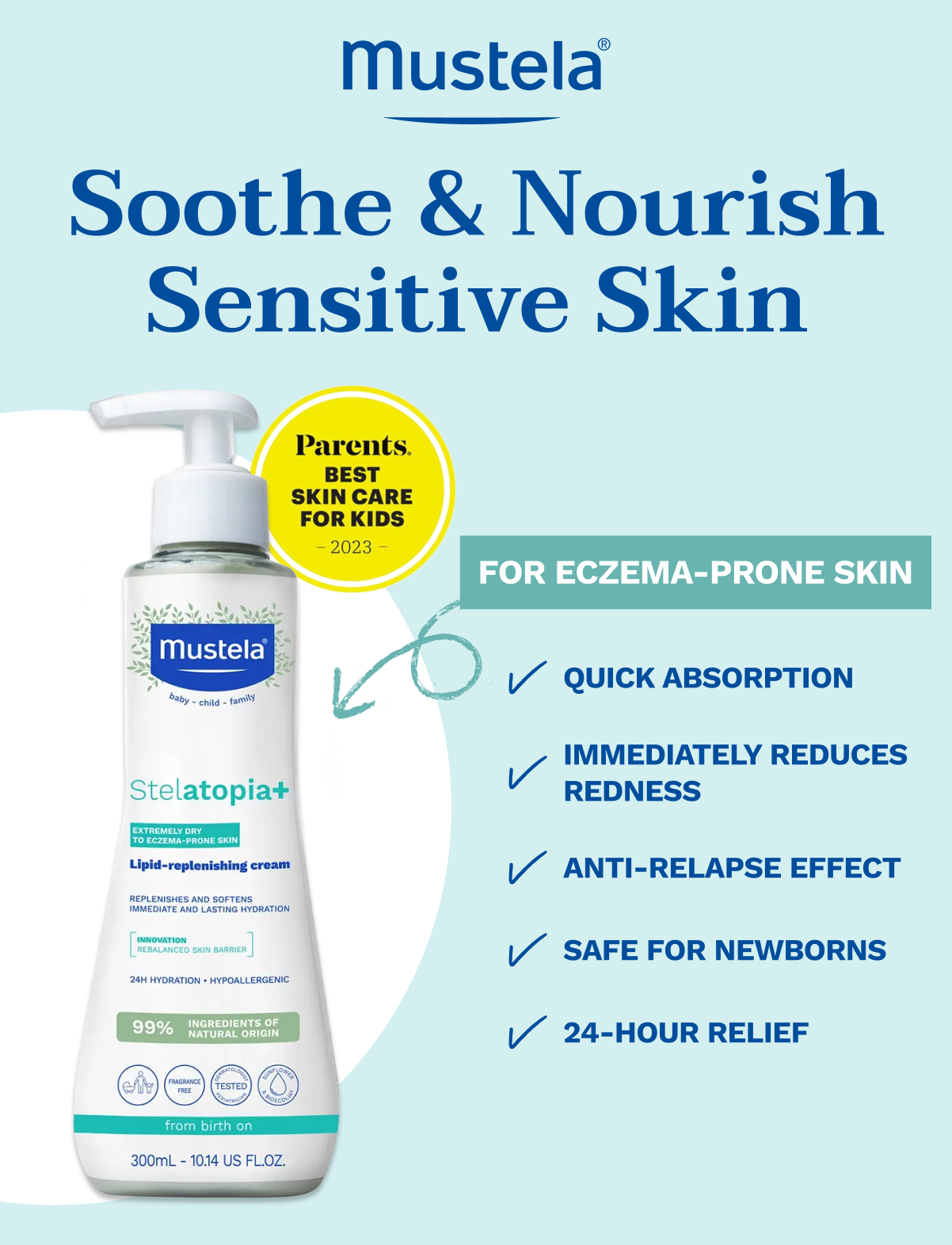 Mustela Stelatopia+ Lipid-Replenishing Cream for all-day hydration