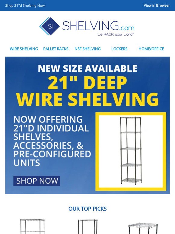 NEW SIZE ALERT: 21" Deep Wire Shelving