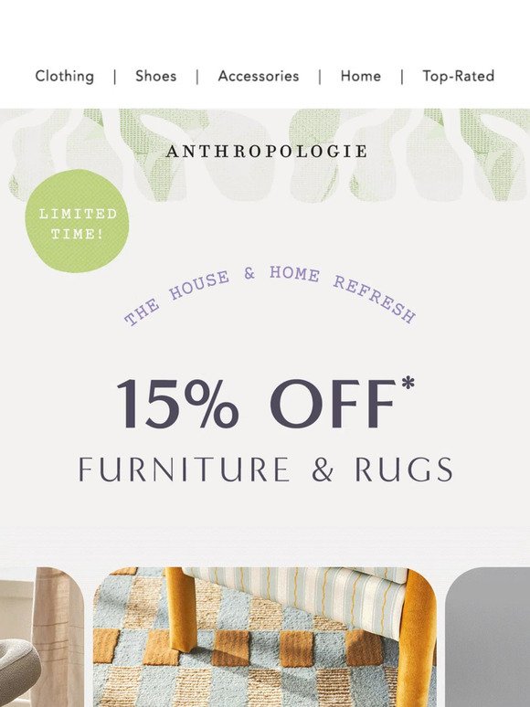 HOME-SWEET-HOME: 15% OFF furniture and rugs! 🏠