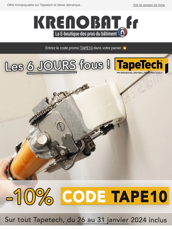 Les 6 jours Fous Tapetech ! -10% sur tous les kits et produits