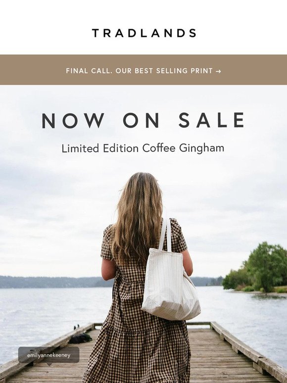 Now On Sale. Limited Edition Coffee Gingham.