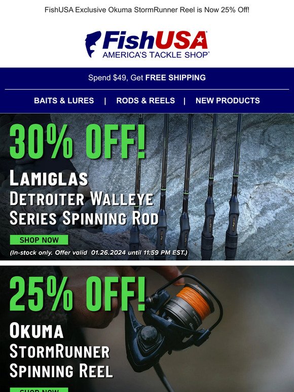 fishusa: Take 30% Off the Lamiglas Detroiter Walleye Series Spinning Rod!