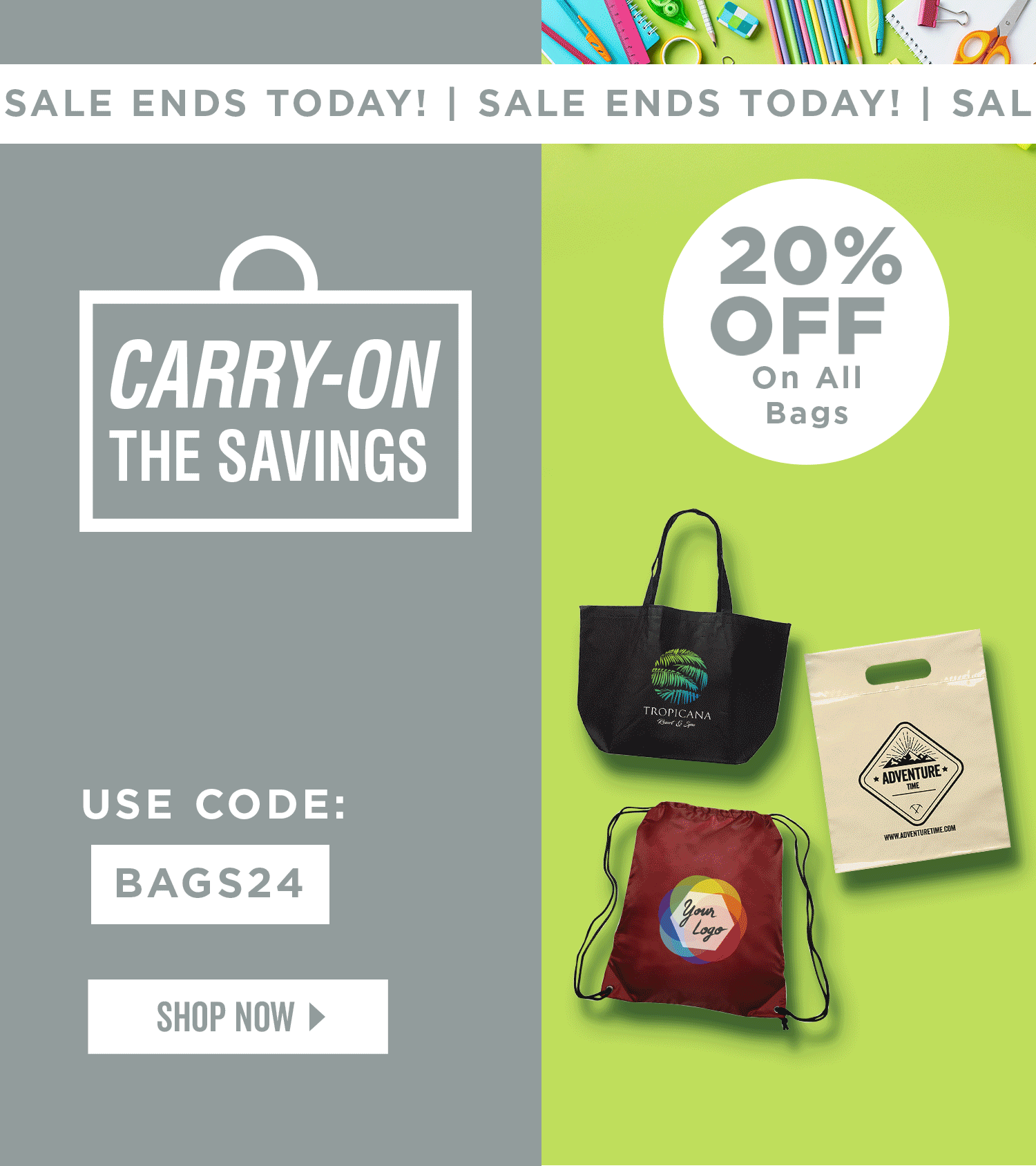 Last Day to Save 20 on All Bags Milled