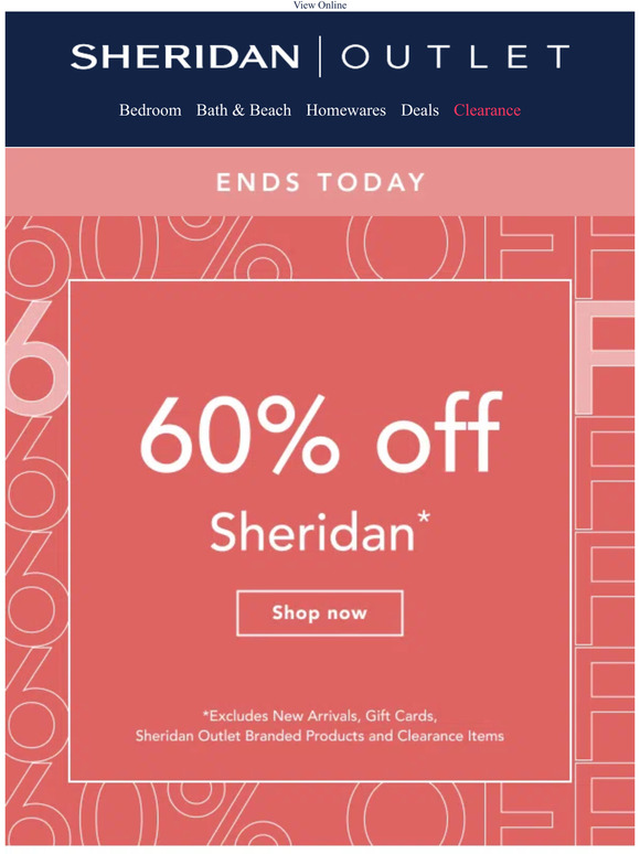 Sheridan Factory Outlet Today Only 60 Off Selected Sheets