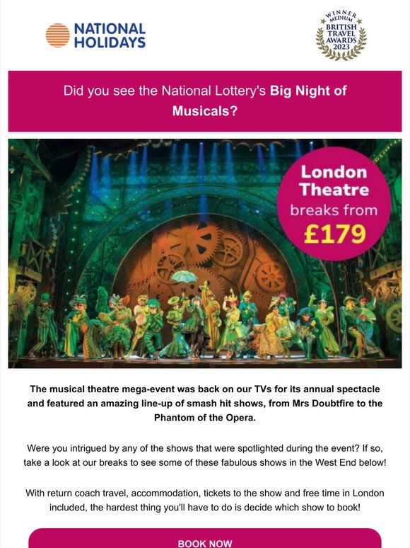 Lights, Camera, London! Theatre breaks from £179