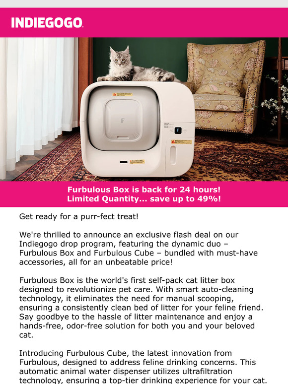 Indiegogo Live NOW on Indiegogo Flash deal on Furbulous, the world's