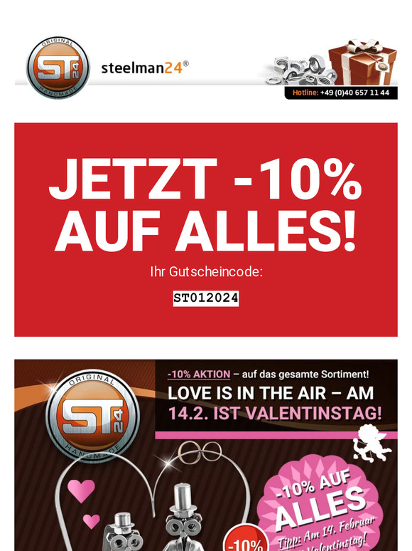10% Rabatt zum Valentinstag Code ST012024