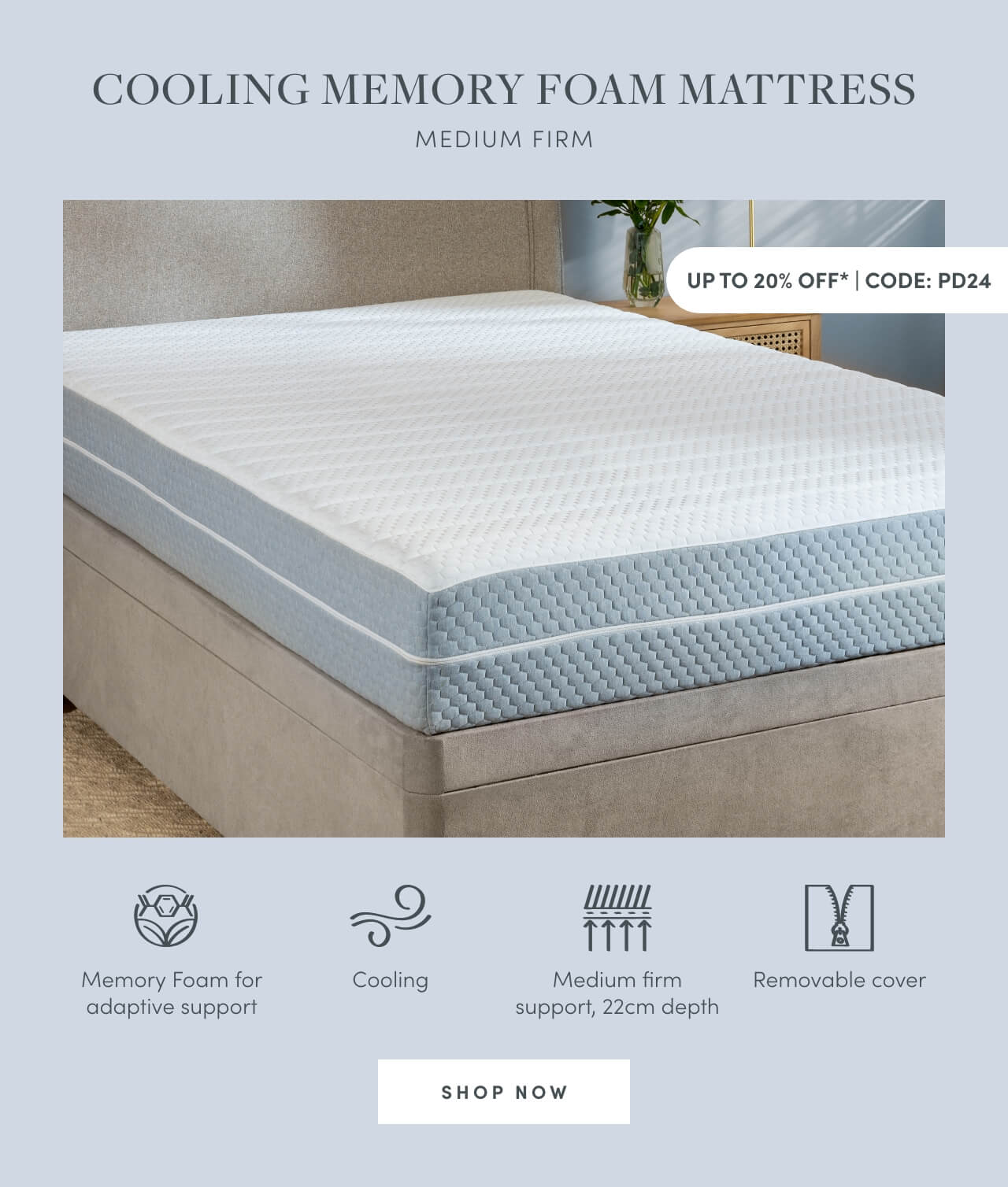 COOLING MEMORY FOAM MATTRESS - MEDIUM FIRM