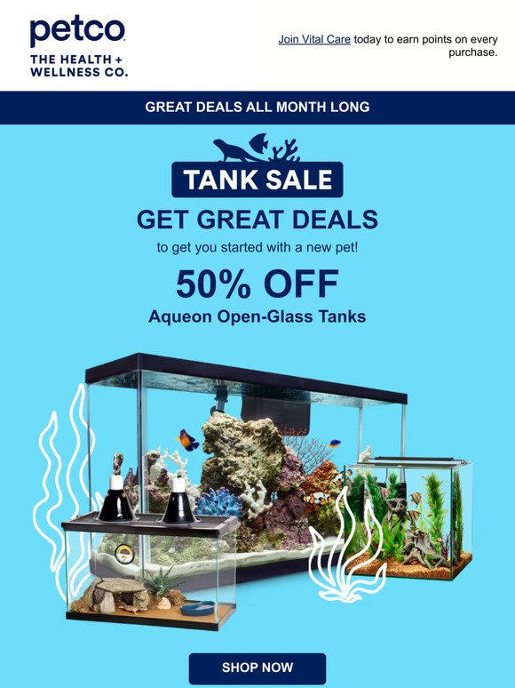 50% OFF aquariums and habitats!