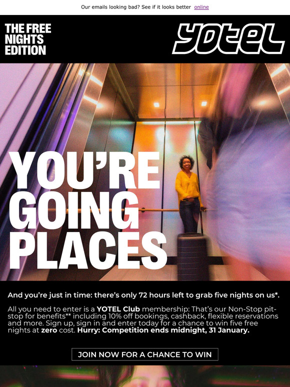 FIND FIVE FREE NIGHTS IN THIS EMAIL