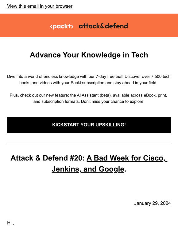 Packt: Attack & Defend #20: A Bad Week for Cisco, Jenkins, and Google ...