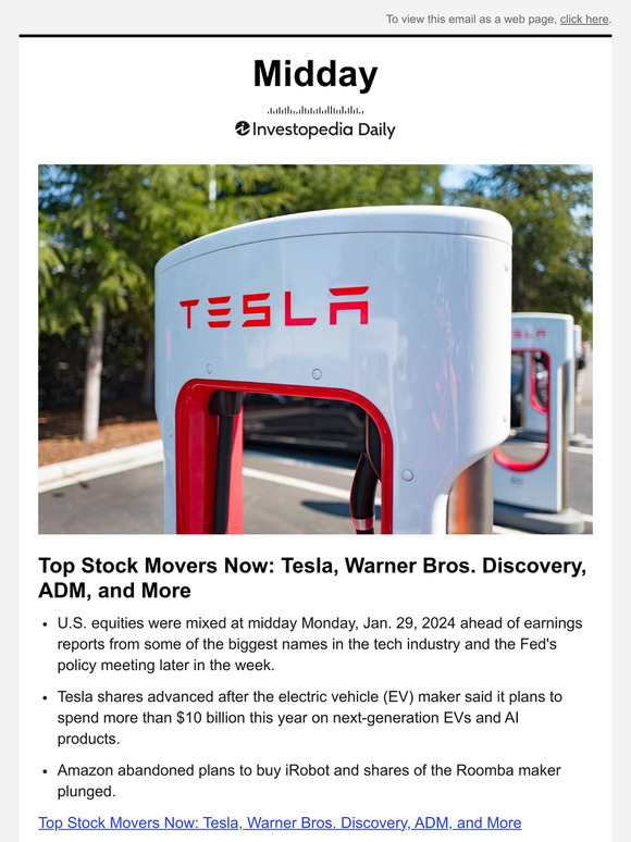 Investopedia Academy Top Stock Movers Now Tesla, Warner Bros