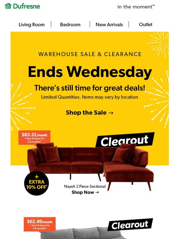 🦺 Warehouse Sale Ends Soon | Up to 30% OFF Furniture