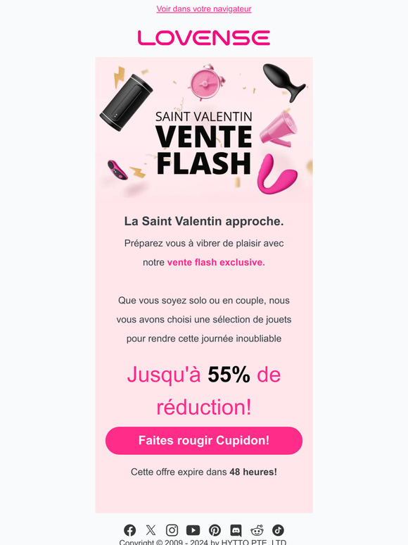 Jusqu'à moins 55% pour faire rougir Cupidon!