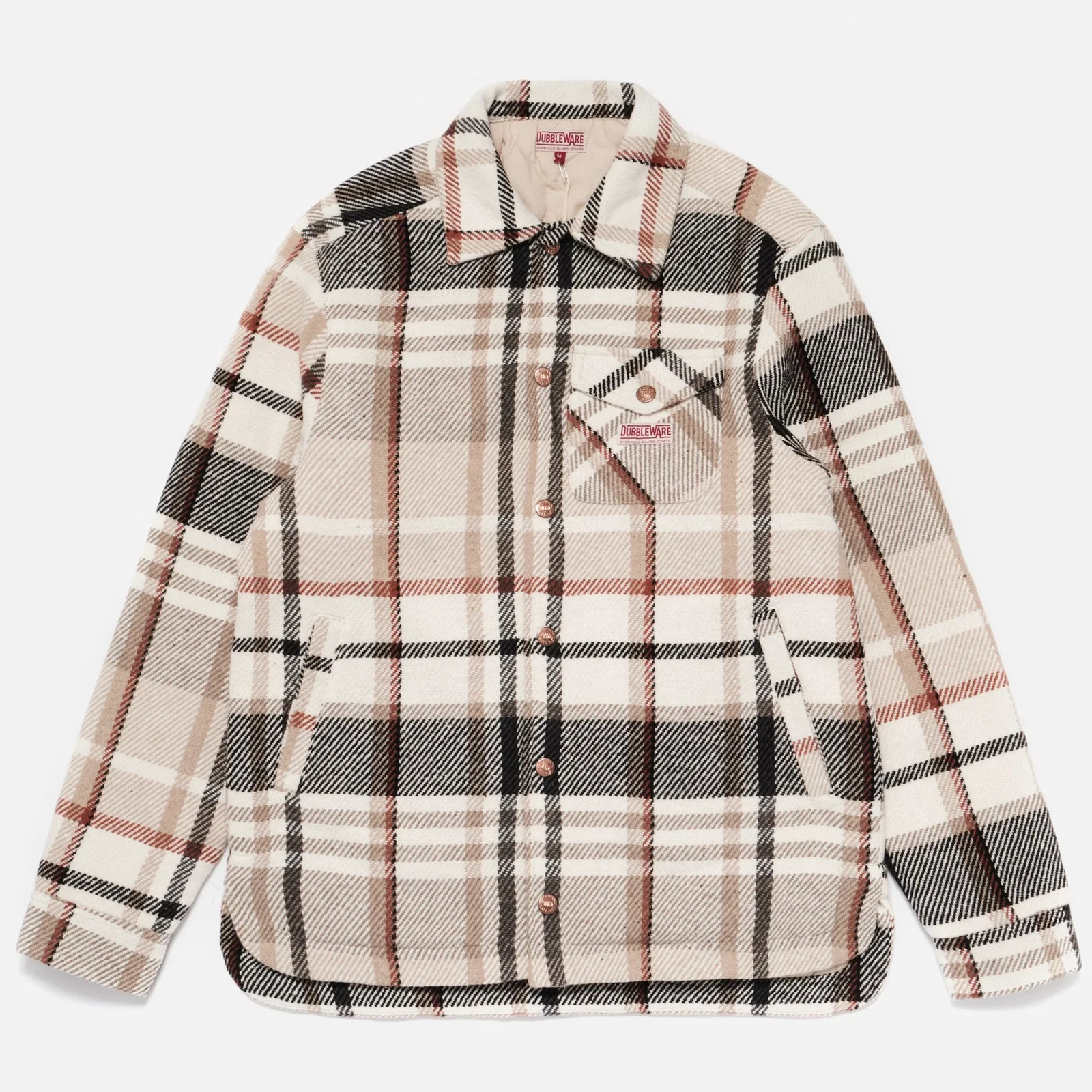 NORTON QUILTED CHECK OVERSHIRT - BEIGE/BLACK-RED