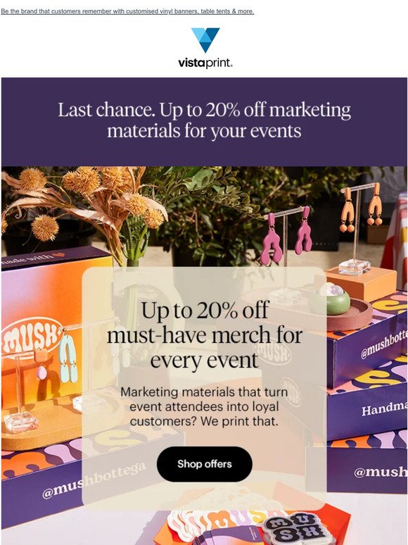 Up to 20% off marketing materials for your events? We print that!