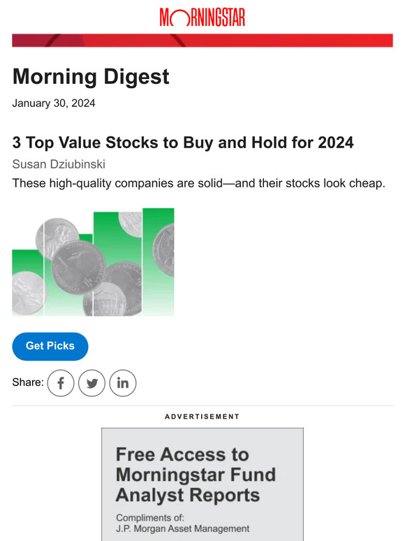 Morningstar Inc. 3 Top Value Stocks to Buy and Hold for 2024 Milled