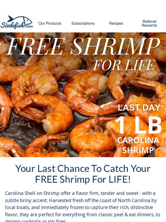 FREE Shrimp For Life Ends TONIGHT!