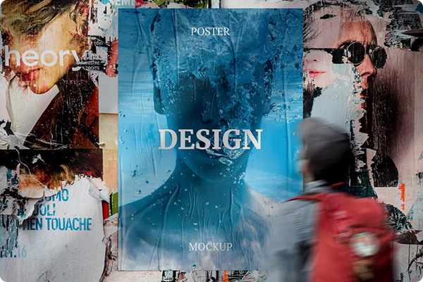 Urban Glued Poster Mockup Scene
