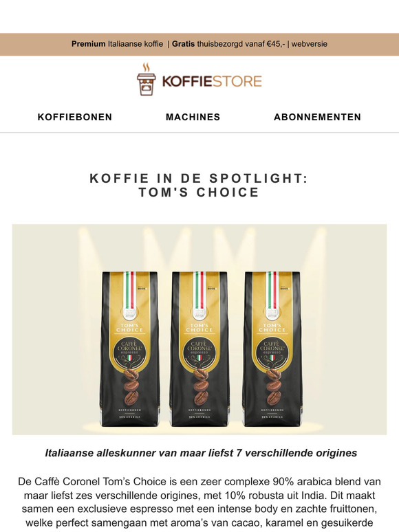 Korting op 3kg Tom's Choice koffiepakket☕