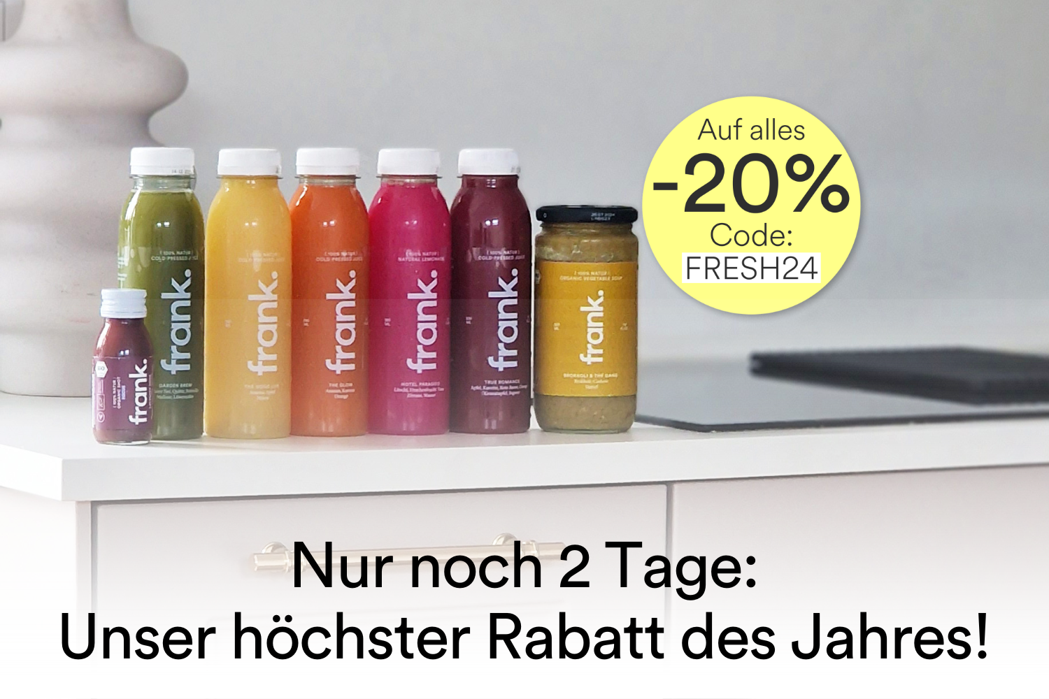 Nur noch wenige Tage: Sichere Dir 20% Rabatt auf ALLES bei frank. Juice