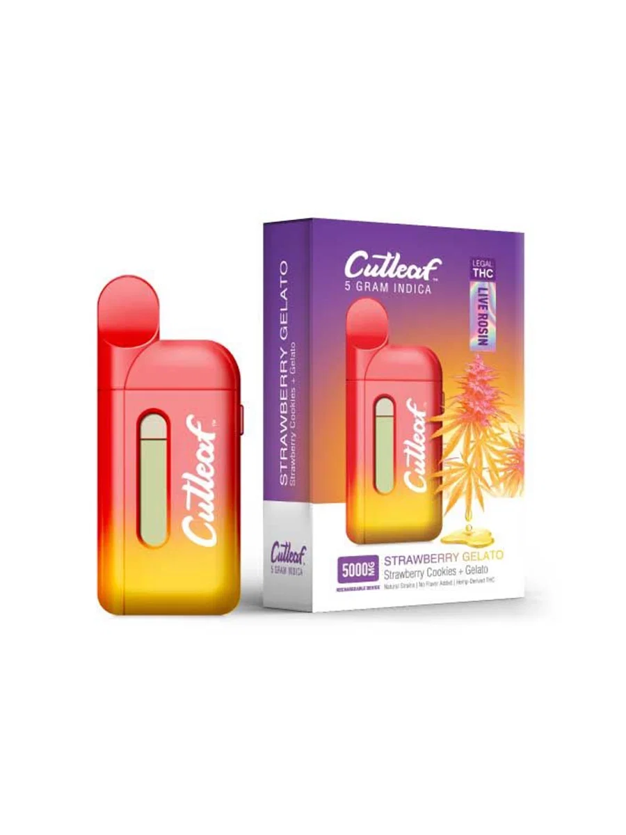 Image of Strawberry Gelato Indica Cutleaf Live Rosin Disposable Vape 5G