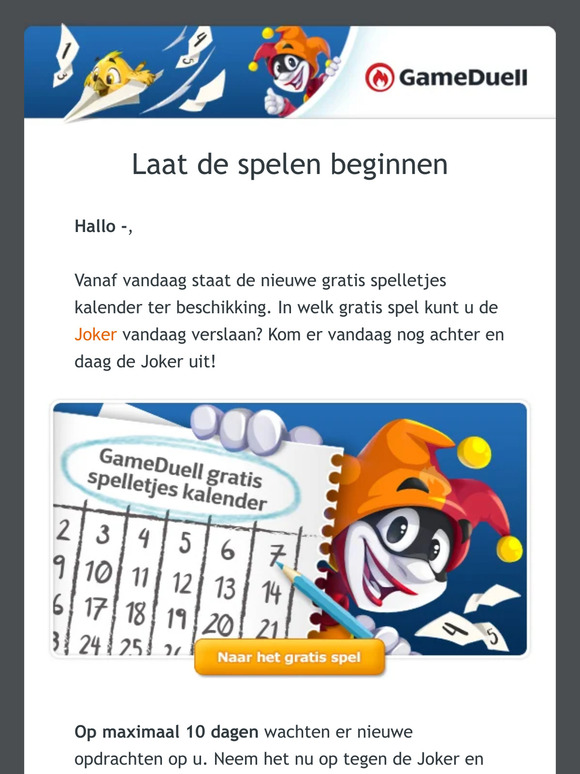 De gratis spelletjes wachten op u!