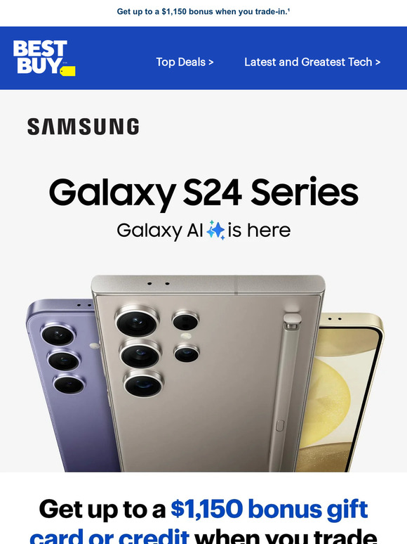 Best Buy Samsung Galaxy S24 Series available now. Milled