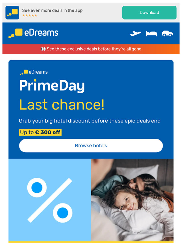 ⏲ Last chance to save up to € 300 on your hotel booking