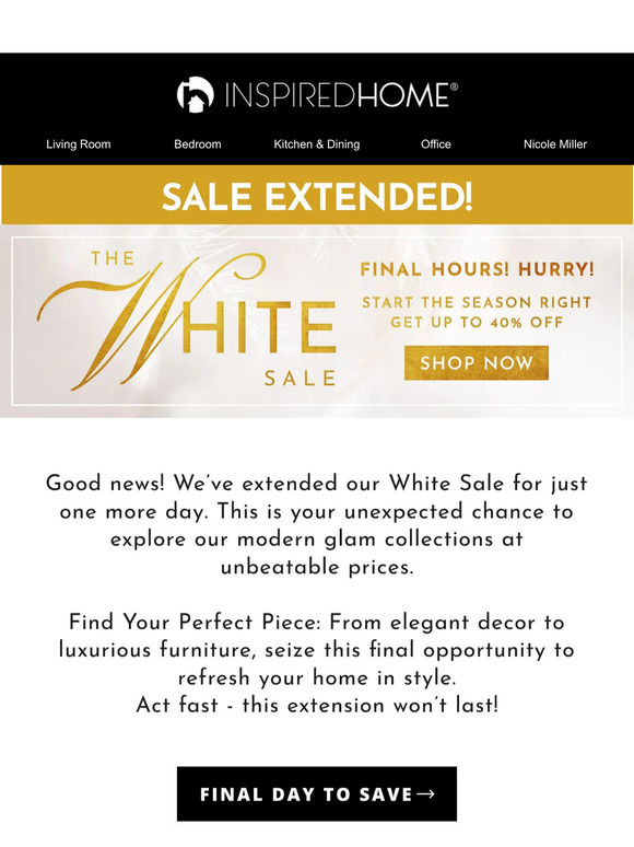 Surprise! White Sale Extended - Today Only! 🎉