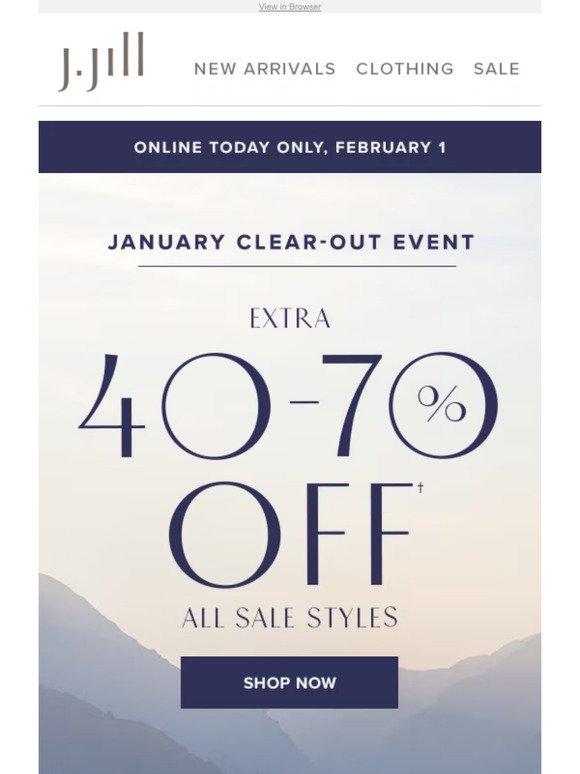 TODAY ONLY: extra 40%–70% off all sale styles.
