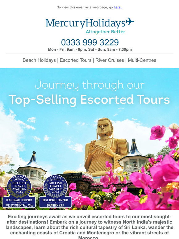 Mercury Holidays Escorted Tours in our top selling destinations Milled