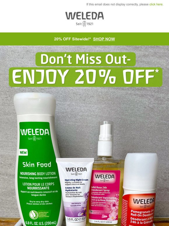 20% off sitewide starts NOW!