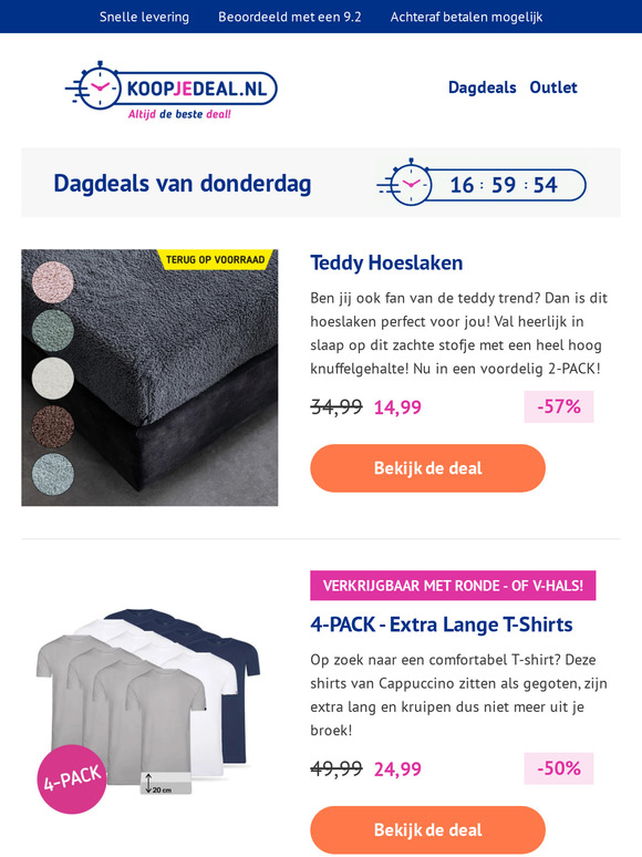 Koopjedeal Nl Pack Hoeslaken Teddy Pack Extra Lange T Shirts