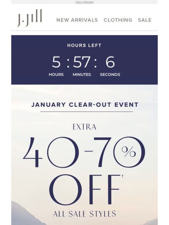 HOURS LEFT: extra 40%–70% off all sale styles.