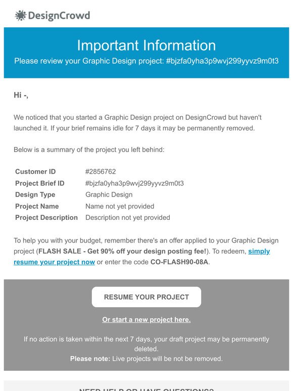 ✉ Information about your Graphic Design project: #2856762