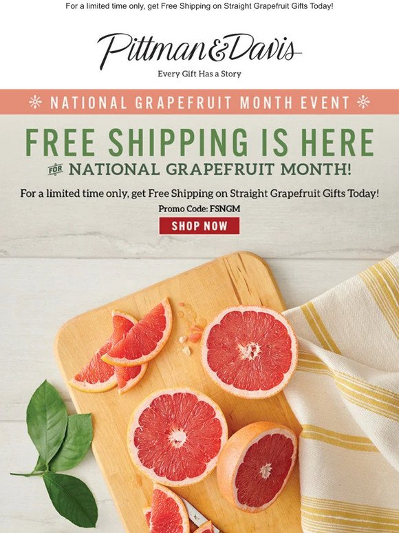 FREE Shipping is Here for National Grapefruit Month! 🍊
