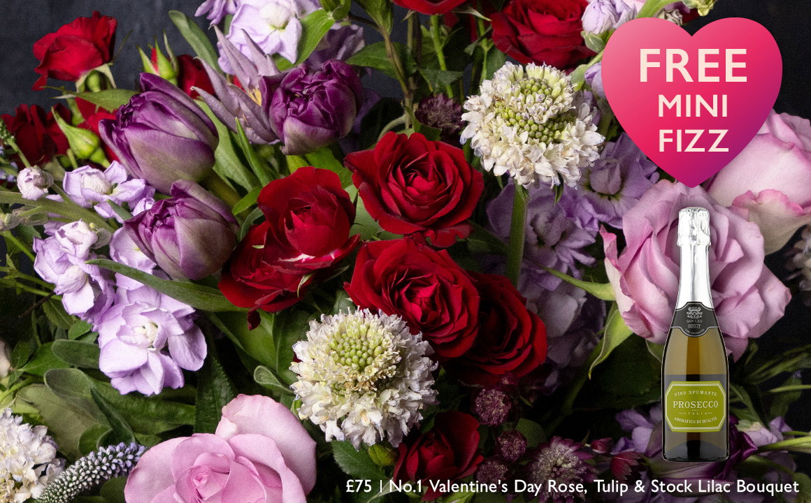 No.1 The Valentine’s Day Rose, Tulip & Stock Lilac Bouquet