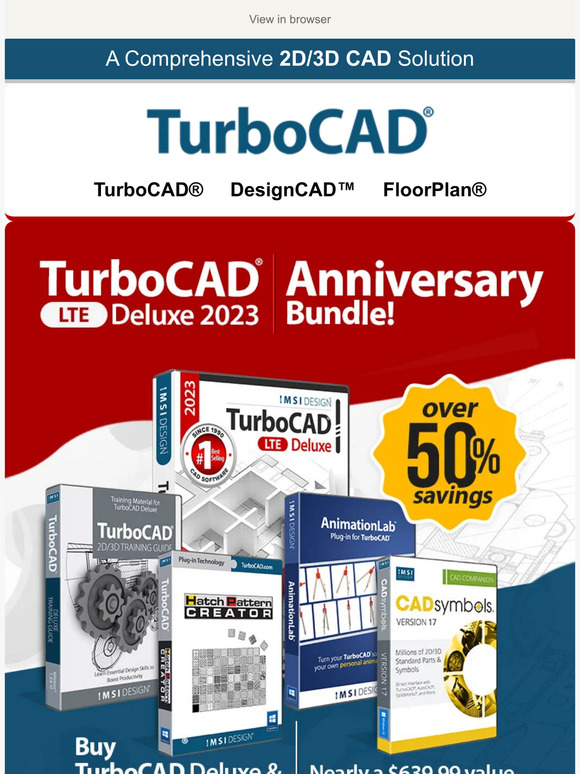 Exclusive Anniversary Bundle: TurboCAD Deluxe 2023
