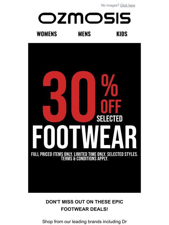 30% Off Selected Footwear!