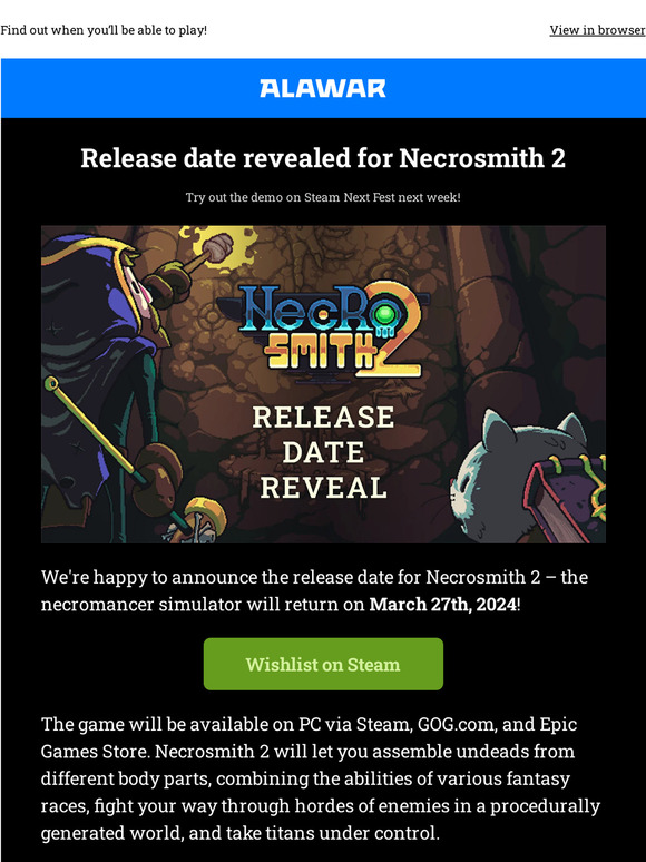 Announcing Necrosmith 2 release date & demo 🧟
