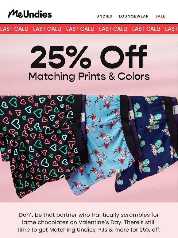 Our V-Day Gift To You: 25% Off Sitewide on Matching Pairs ❤️ - Me Undies