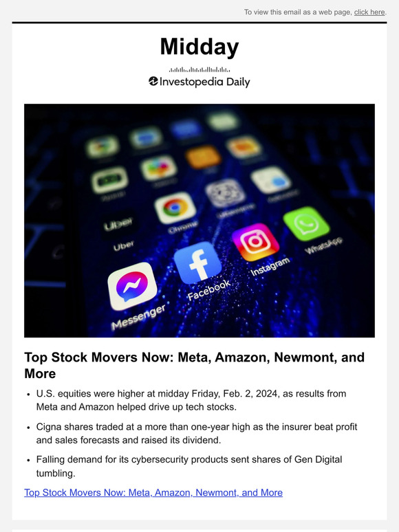 Investopedia Academy Top Stock Movers Now Meta, Amazon, Newmont, and