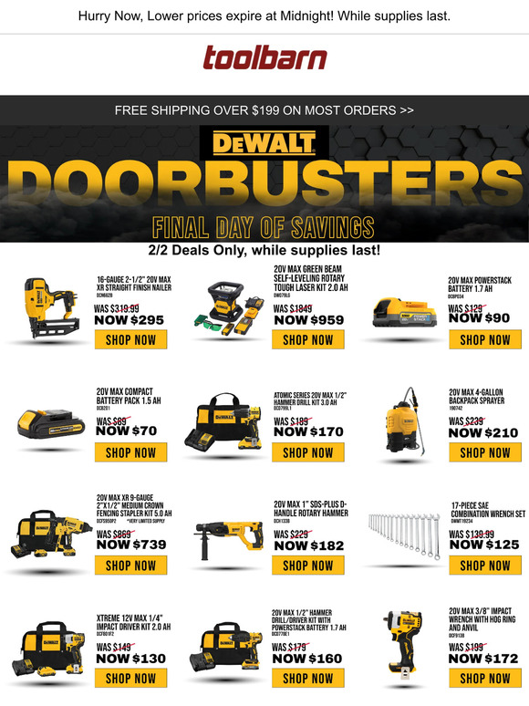 😃FINAL day of Dewalt Doorbusters - Save $$ now!