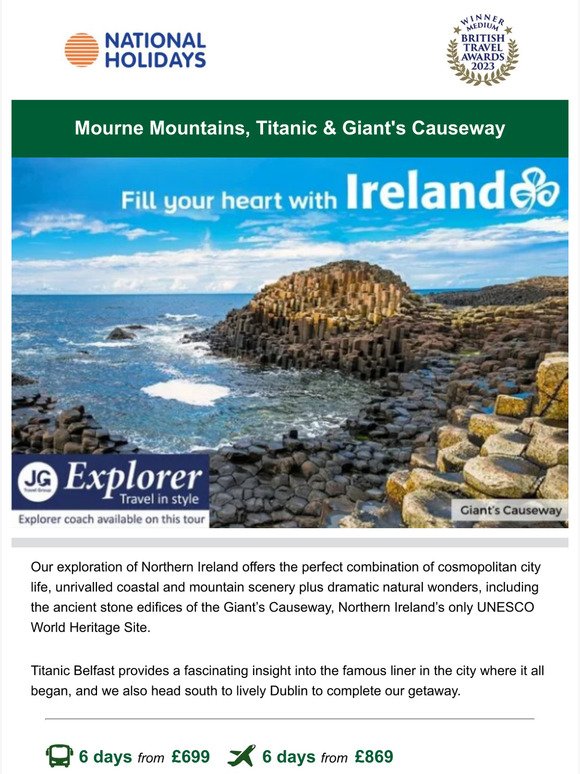 Adventure awaits in Northern Ireland from £699