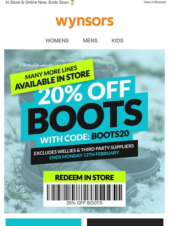 Exclusive Offer: 20% Off ALL Boots with Code!