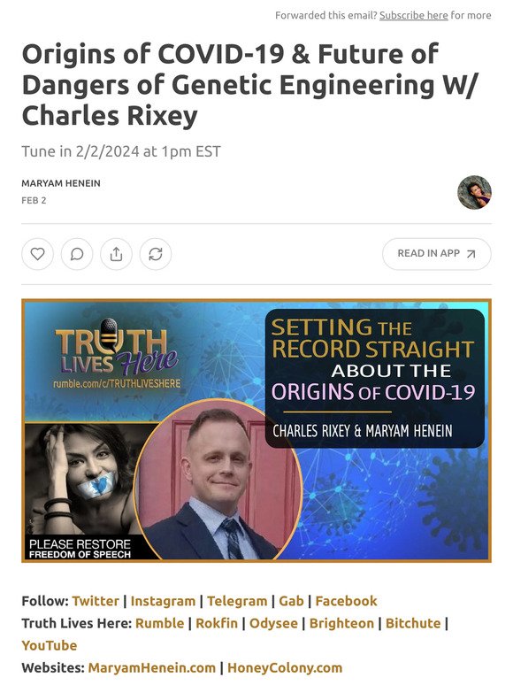 Origins of COVID-19 & Future of Dangers of Genetic Engineering W/ Charles Rixey