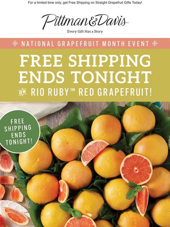🍊 FREE Shipping Ends Tonight on Rio Ruby Red Grapefruit!